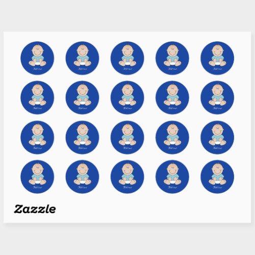 Baby Boy in Blue Shirt TEMPLATE Classic Round Sticker