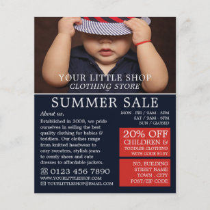 Baby Boy in Hat, Children's Clothing Store Flyer | Zazzle