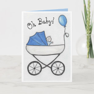 Baby Boy in stroller Card