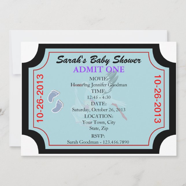 Baby Boy Invitation Admit One Customized (Front)