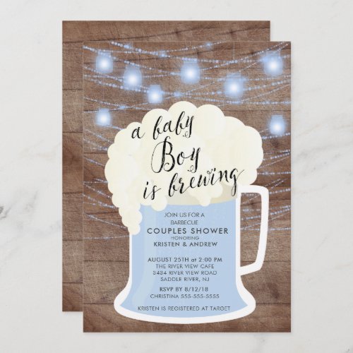 Baby Boy Is Brewing Boys Baby Shower Invitation