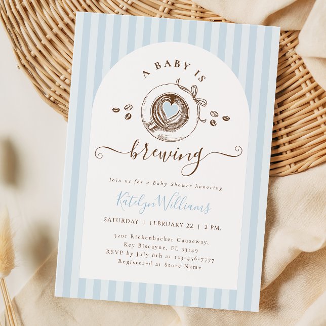 Baby Boy Is Brewing Coffee Baby Shower Invitation (Creator Uploaded)
