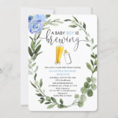 Baby Boy is Brewing greenery couples baby shower Invitation (Front)