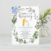 Baby Boy is Brewing greenery couples baby shower Invitation (Standing Front)