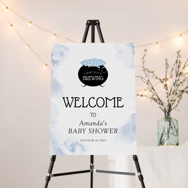 Baby Boy is Brewing Halloween Baby Shower Welcome Foam Board (In Situ (Stand))