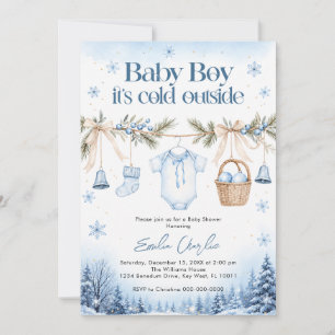 Baby Boy It's Cold Outside Winter Baby Shower Invitation