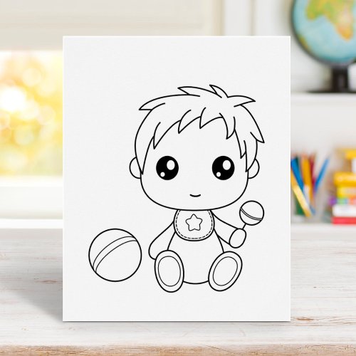 Baby Boy Jumpsuit Coloring Page Poster