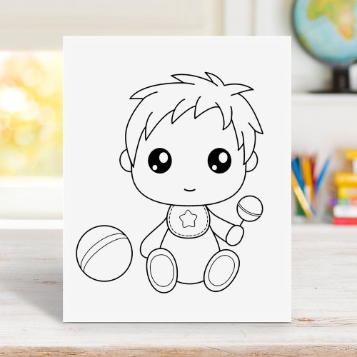 Baby Boy Jumpsuit Coloring Page Rubber Stamp