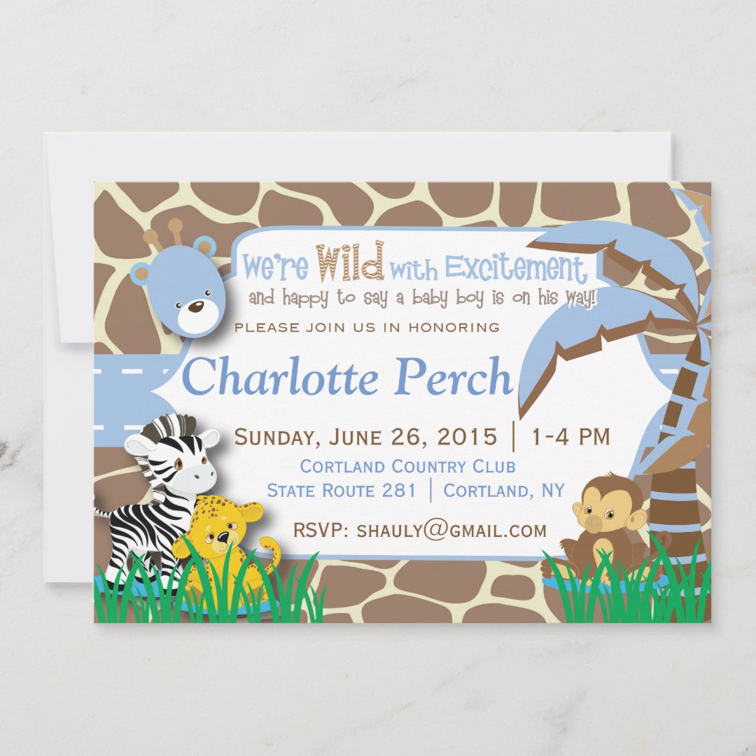 Baby Boy Jungle Baby Shower Invitation Zazzle
