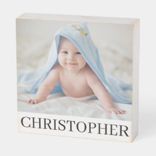 Baby Boy Keepsake Name Custom Photo Wooden Box Sign