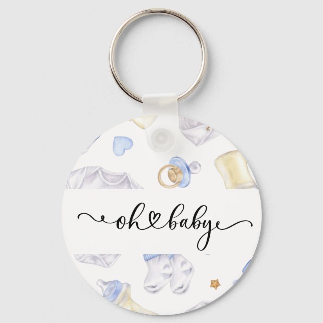 Baby Boy Keychain | Baby Shower Favor Keepsake (Front)