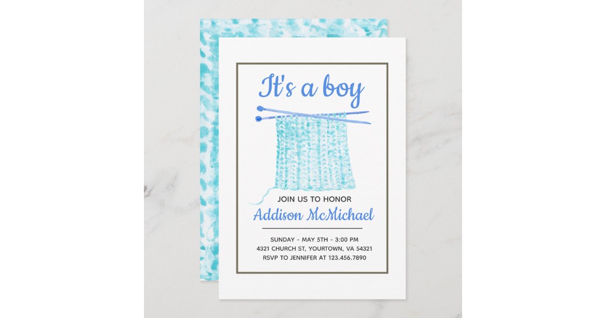 Baby Boy Knit Blanket Invitation Zazzle