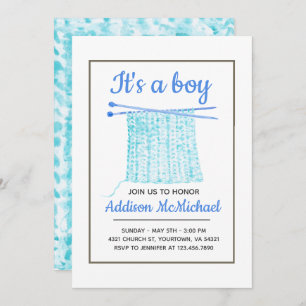 Baby Boy Knit Blanket Invitation