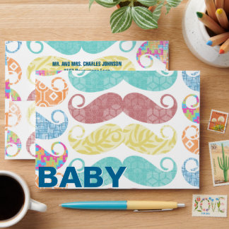 Baby Boy Lil Man Mustache Envelope