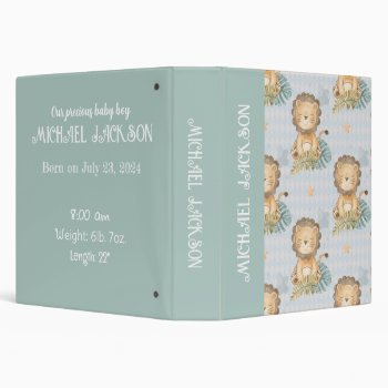 Baby Boy Lion Boho Photo Album Customizable  3 Ring Binder by Precious_Baby_Gifts at Zazzle