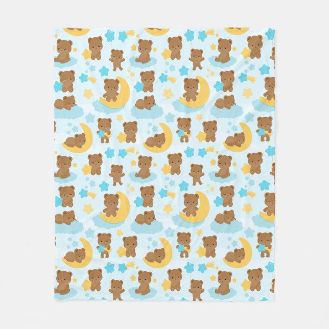 Baby Boy Little Bear Nursery Fleece Blanket (Front)