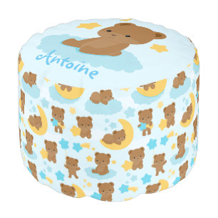 Baby Boy Little Bear Nursery Personalized Pouf
