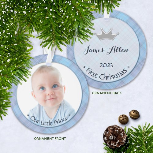 Baby Boy Little Prince First Christmas Keepsake Or Ornament