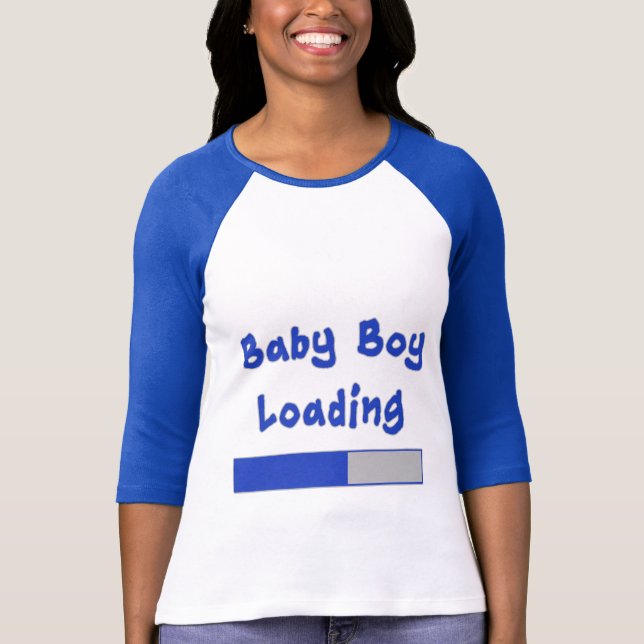 Baby Boy Loading Maternity Humor T-Shirt (Front)