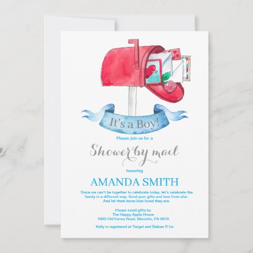 Baby Boy Long Distance Shower by Mail Invitation