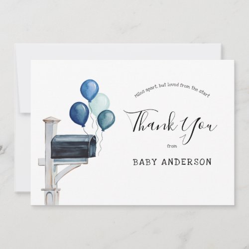 Baby Boy Long Distance Shower Thank You Card