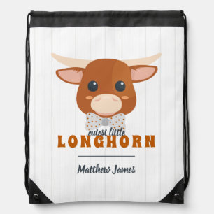 Baby Boy Longhorn Burnt Orange Baby Drawstring Bag