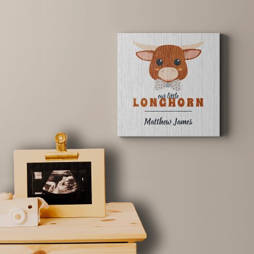 Baby Boy Longhorn Burnt Orange Faux Canvas Print