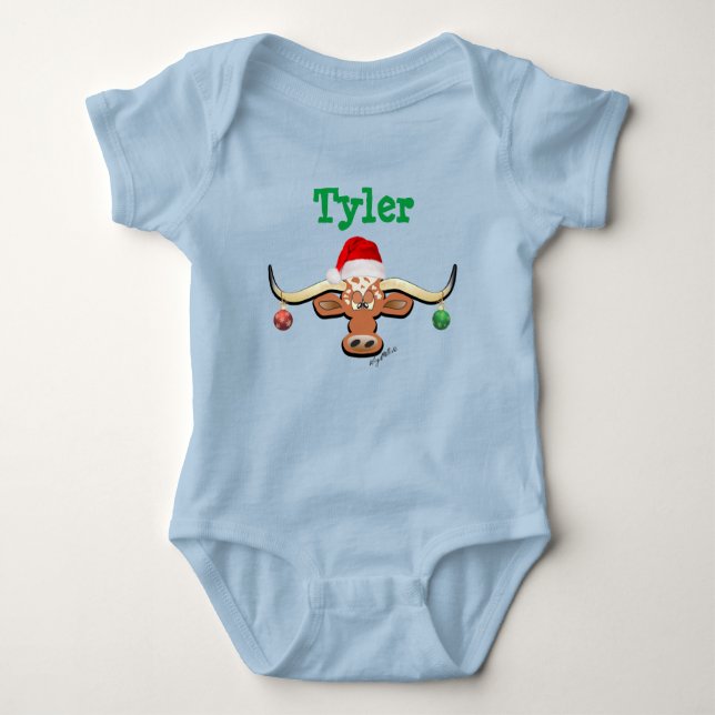 Baby Boy Longhorn Steer Baby Bodysuit (Front)