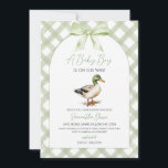 Baby Boy Mallard Duck Baby Shower Invitation<br><div class="desc">Celebrate the arrival of your little boy with our Baby Boy Mallard Duck Baby Shower Invitation! Featuring a charming watercolor mallard duck, soft green tones, and a classic gingham background. Whether you're planning a boy hunting duck baby shower or simply love the woodland aesthetic, this invitation adds a timeless and...</div>