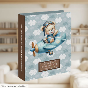 Baby Boy Memory Binder Blue Brown Teddy Bear Pilot