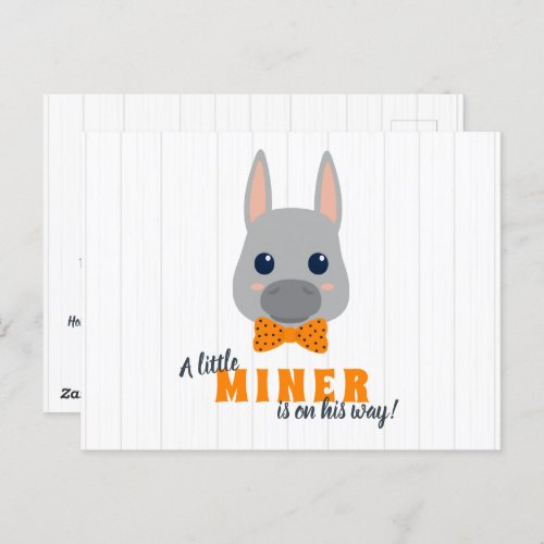 Baby Boy Miners Orange Baby Shower Invitation Post Postcard