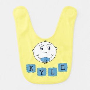 Baby Boy Mischief Face with Name Baby Bib