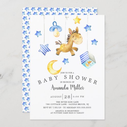 Baby Boy Mobile Horse Baby Shower Invitation