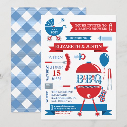 Baby Boy - Modern BBQ Shower Invitation