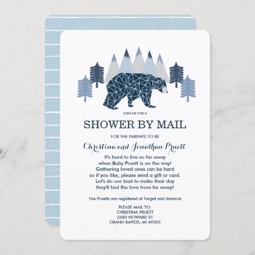 Baby Boy Modern Bear baby shower by mail Invitation