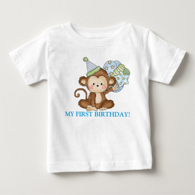 Baby boy monkey first Birthday t-shirt (Front)