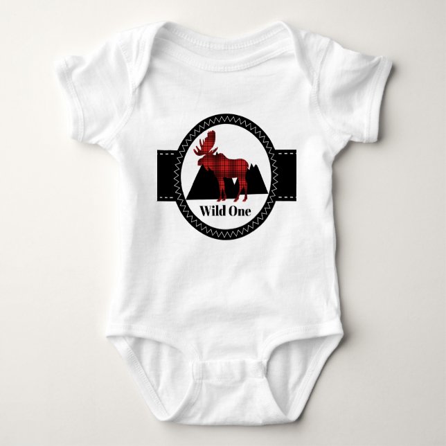 Baby boy moose wild one bodysuit (Front)