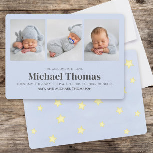 Baby Boy Multi Photo Template Blue Stars