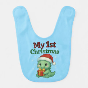 Baby Boy My 1st Christmas Dino Bib