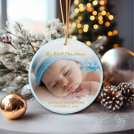 Baby Boy My First Christmas Photo Keepsake Ceramic Ornament