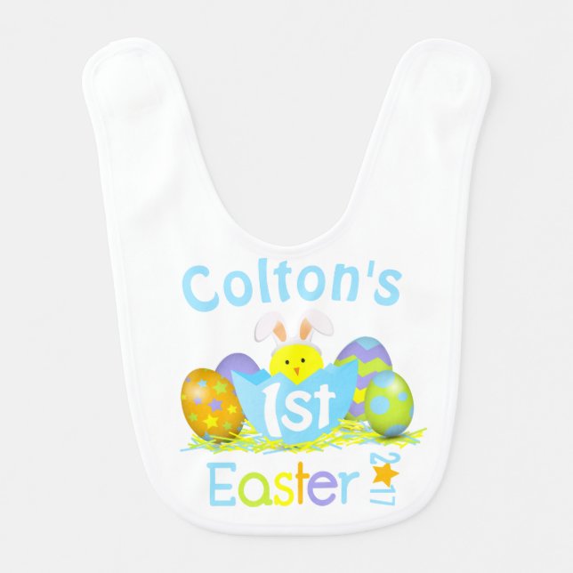 Baby Boy My First Easter Bib Babys 1st Easter (Front)