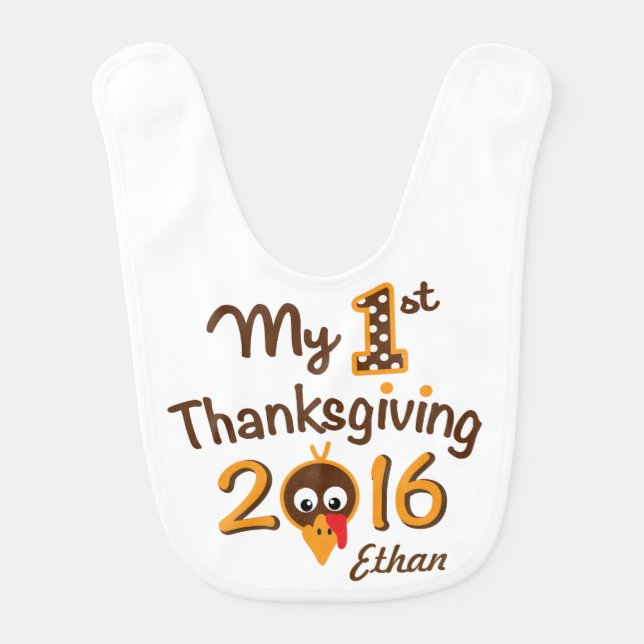 Baby Boy My First Thanksgiving Turkey Bib (Front)