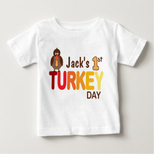 Baby Boy My First Turkey Day Thanksgiving Shirt