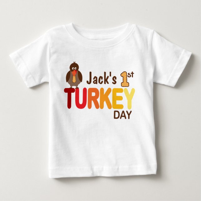 Baby Boy My First Turkey Day Thanksgiving Shirt (Front)