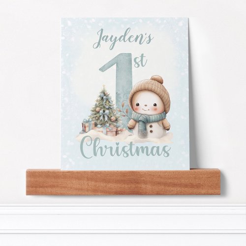 Baby Boy Name First Christmas Blue Nursery Picture Ledge