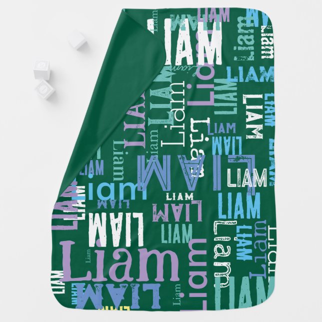 Baby-Boy Name Green Baby Blanket (In Situ)