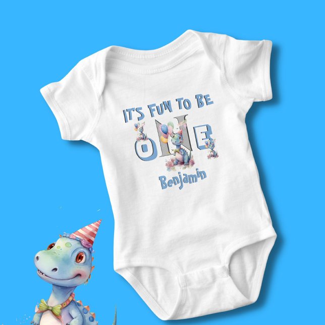 Baby Boy Name One Cute Dinosaurs  Bodysuit (Creator Uploaded)