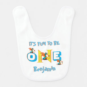 Baby Boy Name One Love Dinosaur Cute Bib