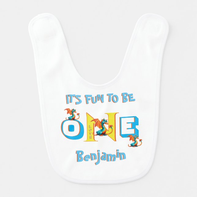 Baby Boy Name One Love Dinosaur Cute    Bib (Front)
