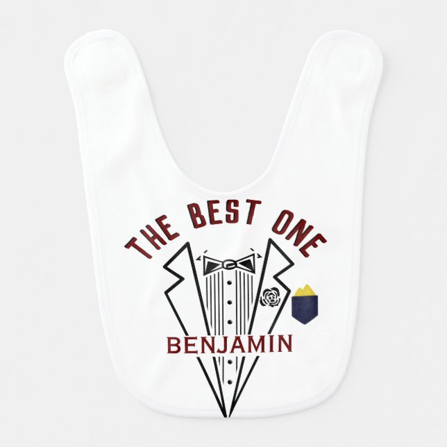 Baby Boy Name One Love Tuxedo  Baby Bib (Front)